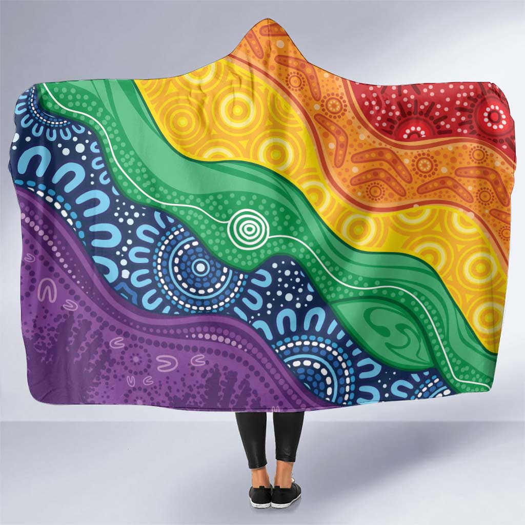 Australia First Nation LGBTQ+ Hooded Blanket Aboriginal Rainbow Flag