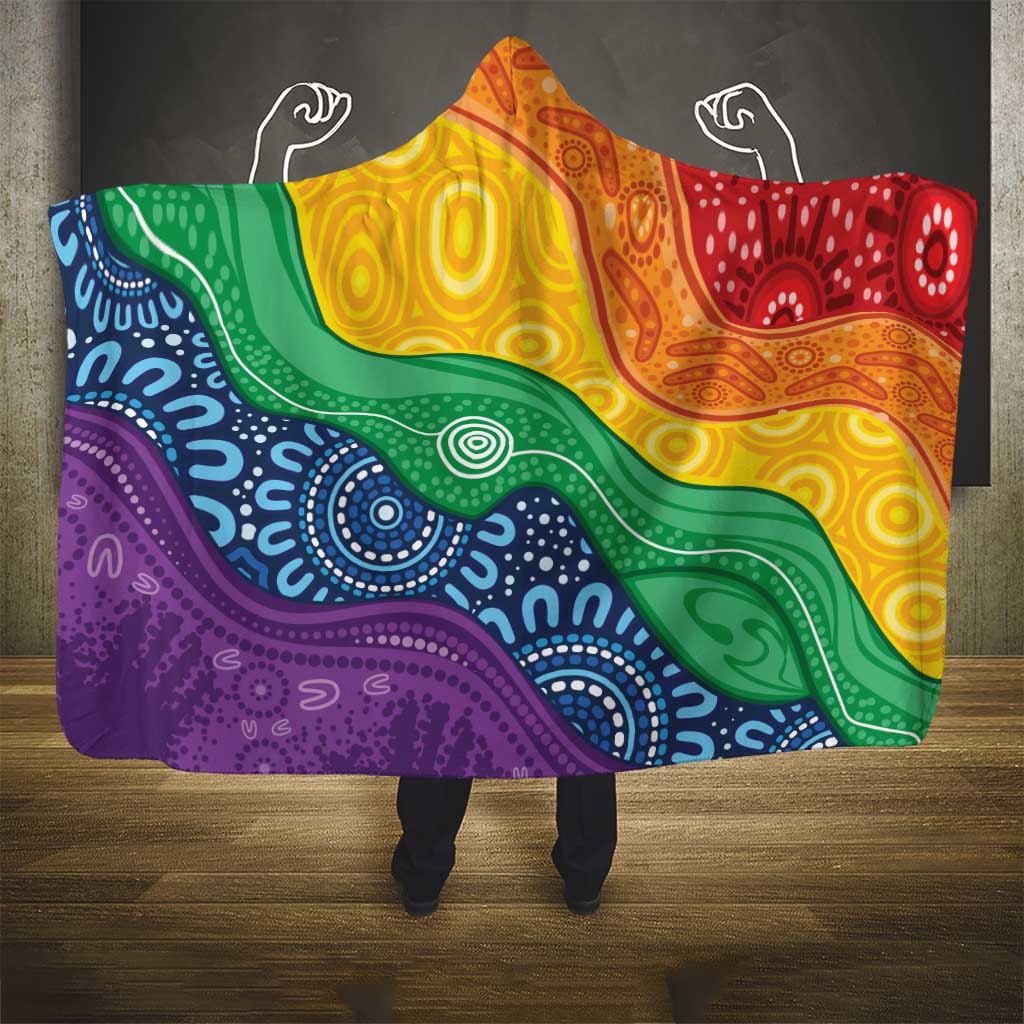 Australia First Nation LGBTQ+ Hooded Blanket Aboriginal Rainbow Flag