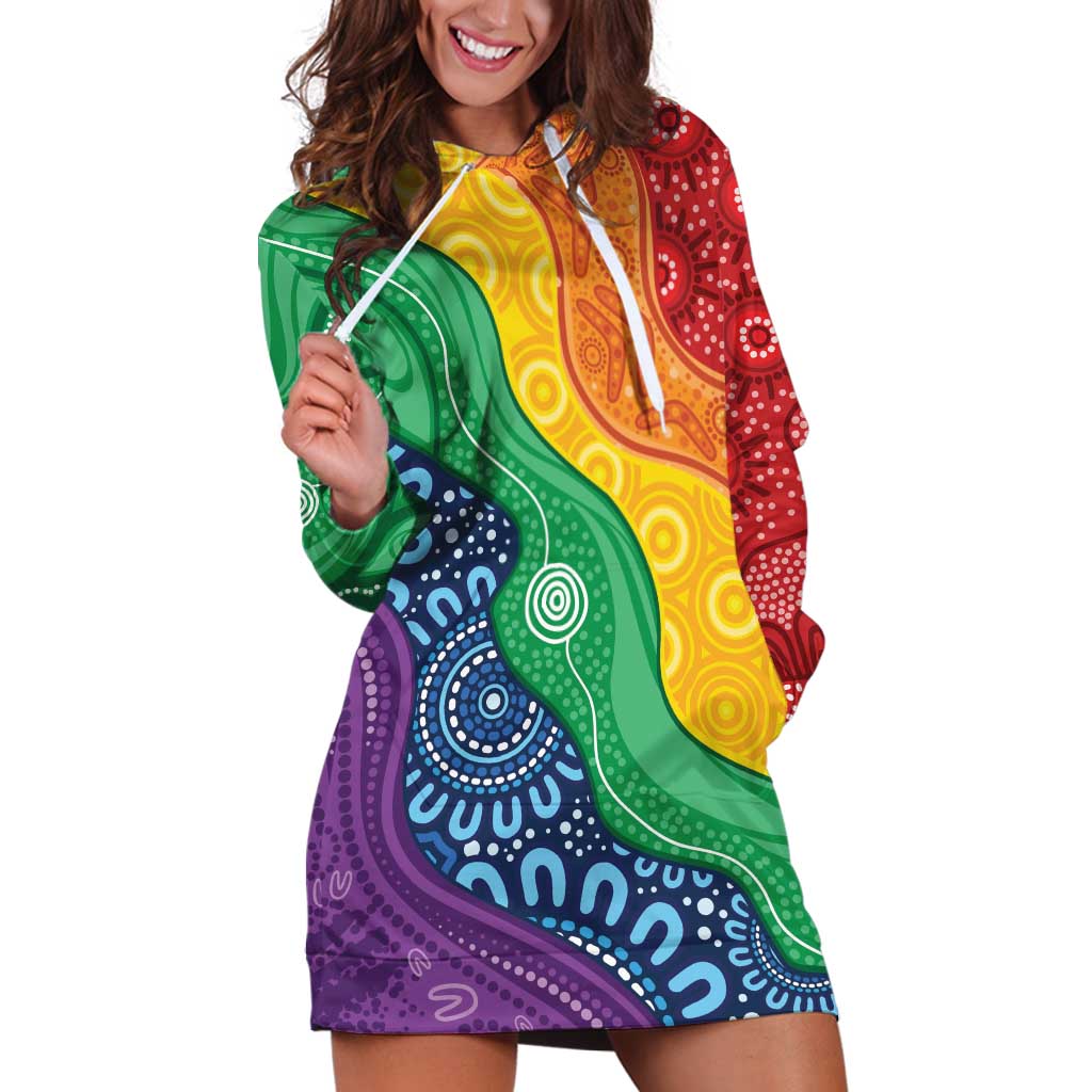 Australia First Nation LGBTQ+ Hoodie Dress Aboriginal Rainbow Flag - Vibe Hoodie Shop