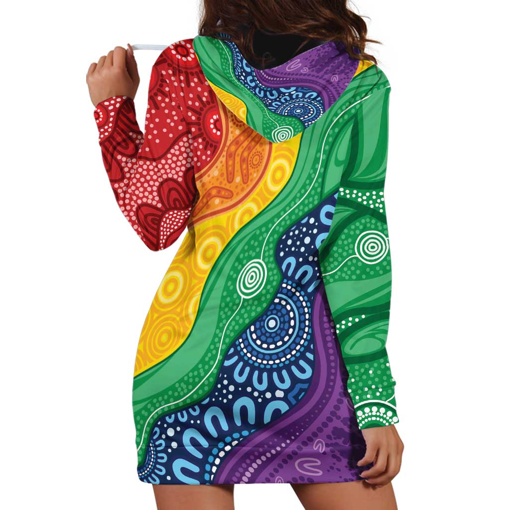 Australia First Nation LGBTQ+ Hoodie Dress Aboriginal Rainbow Flag - Vibe Hoodie Shop