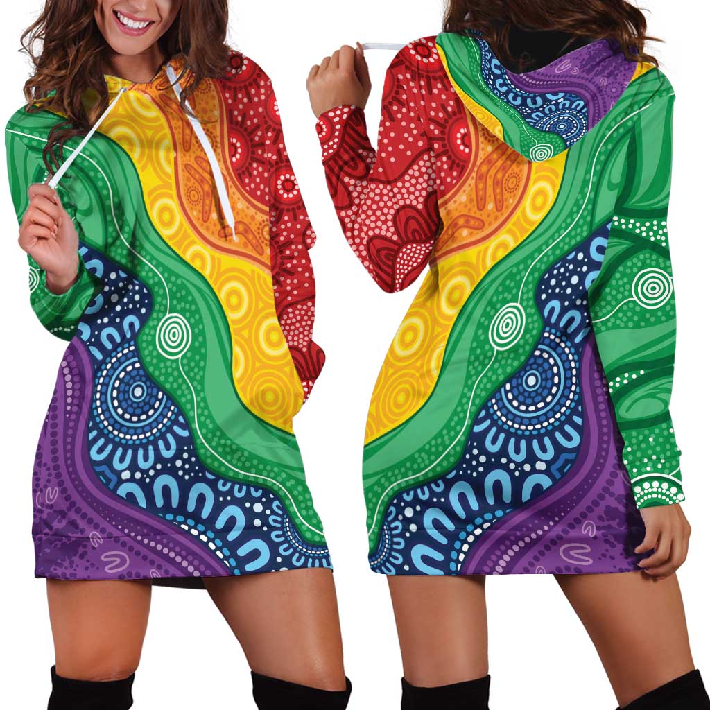 Australia First Nation LGBTQ+ Hoodie Dress Aboriginal Rainbow Flag - Vibe Hoodie Shop