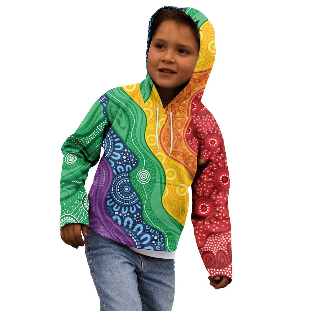 Australia First Nation LGBTQ+ Kid Hoodie Aboriginal Rainbow Flag - Vibe Hoodie Shop