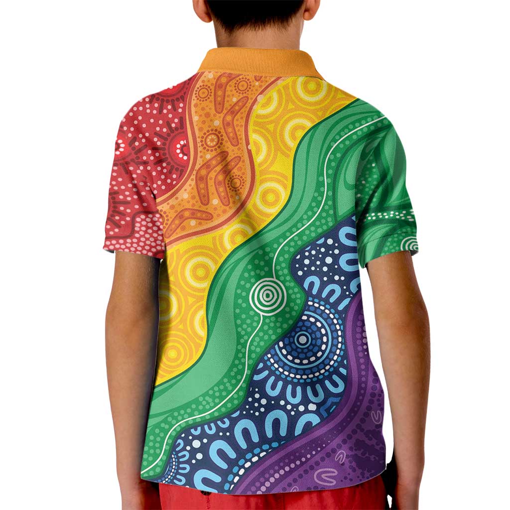 Australia First Nation LGBTQ+ Kid Polo Shirt Aboriginal Rainbow Flag - Vibe Hoodie Shop