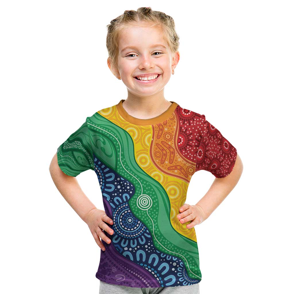 Australia First Nation LGBTQ+ Kid T Shirt Aboriginal Rainbow Flag - Vibe Hoodie Shop