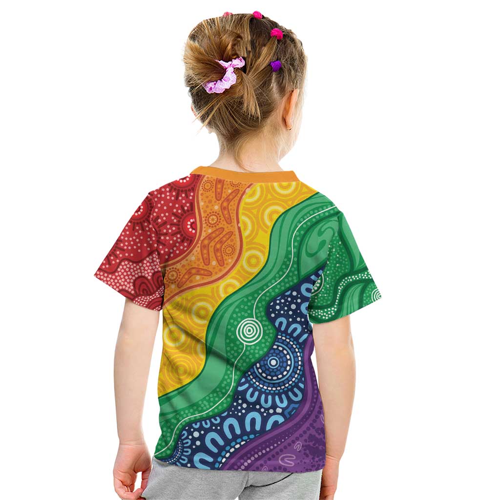 Australia First Nation LGBTQ+ Kid T Shirt Aboriginal Rainbow Flag - Vibe Hoodie Shop