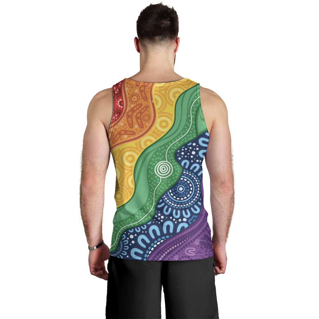 Australia First Nation LGBTQ+ Men Tank Top Aboriginal Rainbow Flag - Vibe Hoodie Shop