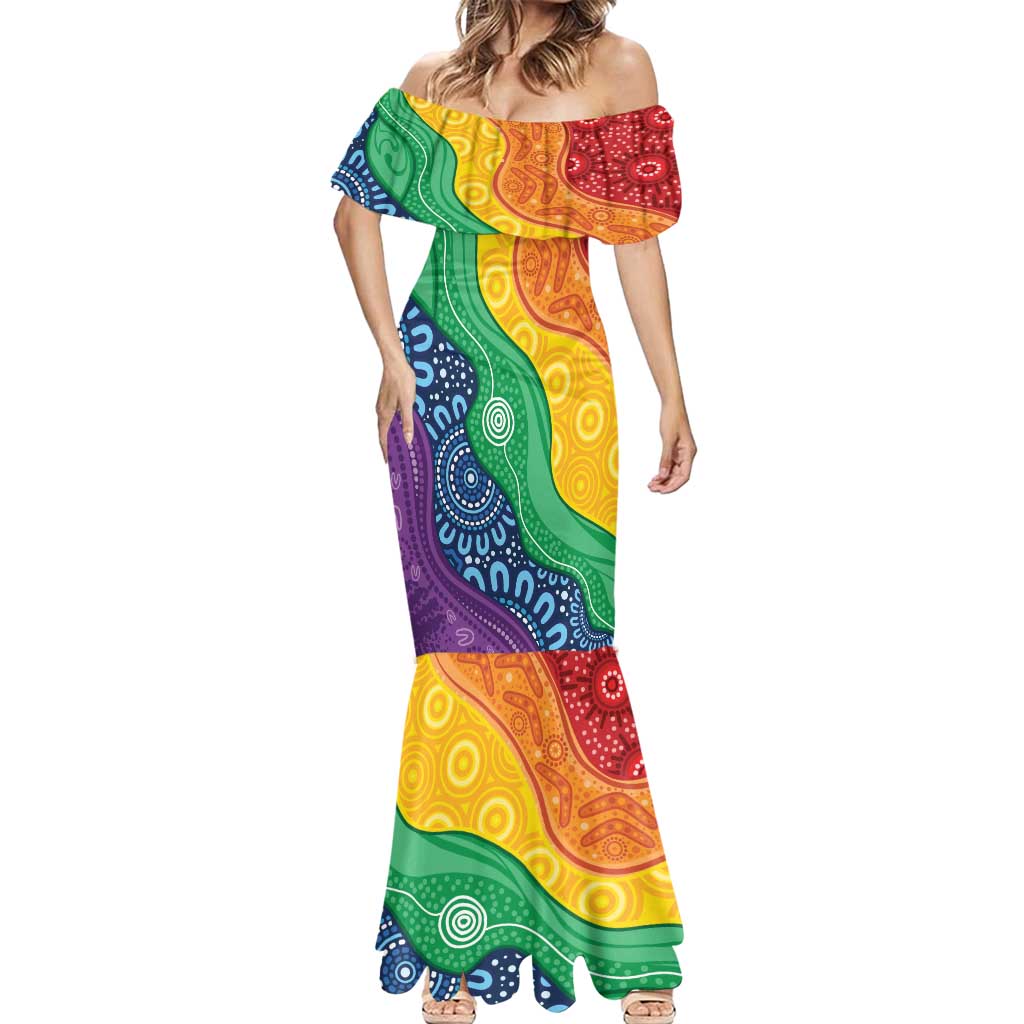 Australia First Nation LGBTQ+ Mermaid Dress Aboriginal Rainbow Flag