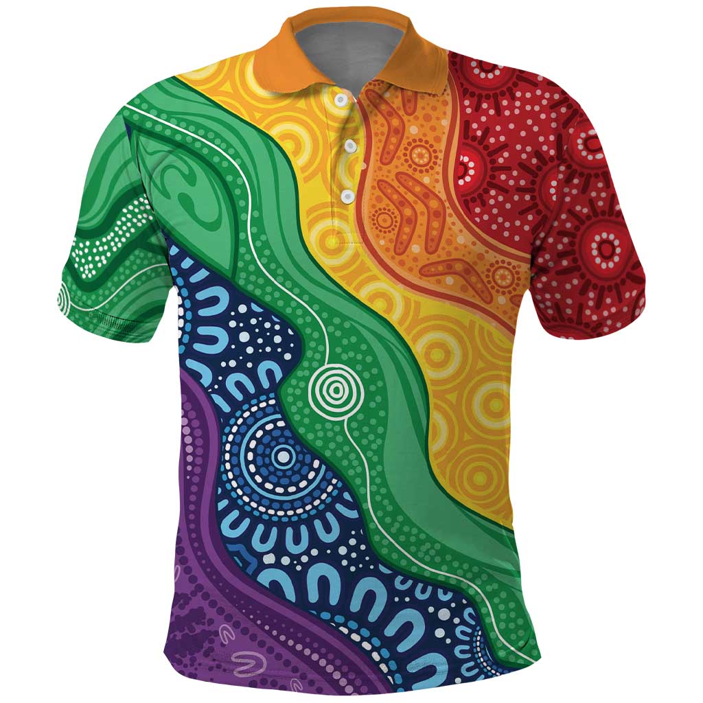 Australia First Nation LGBTQ+ Polo Shirt Aboriginal Rainbow Flag - Vibe Hoodie Shop