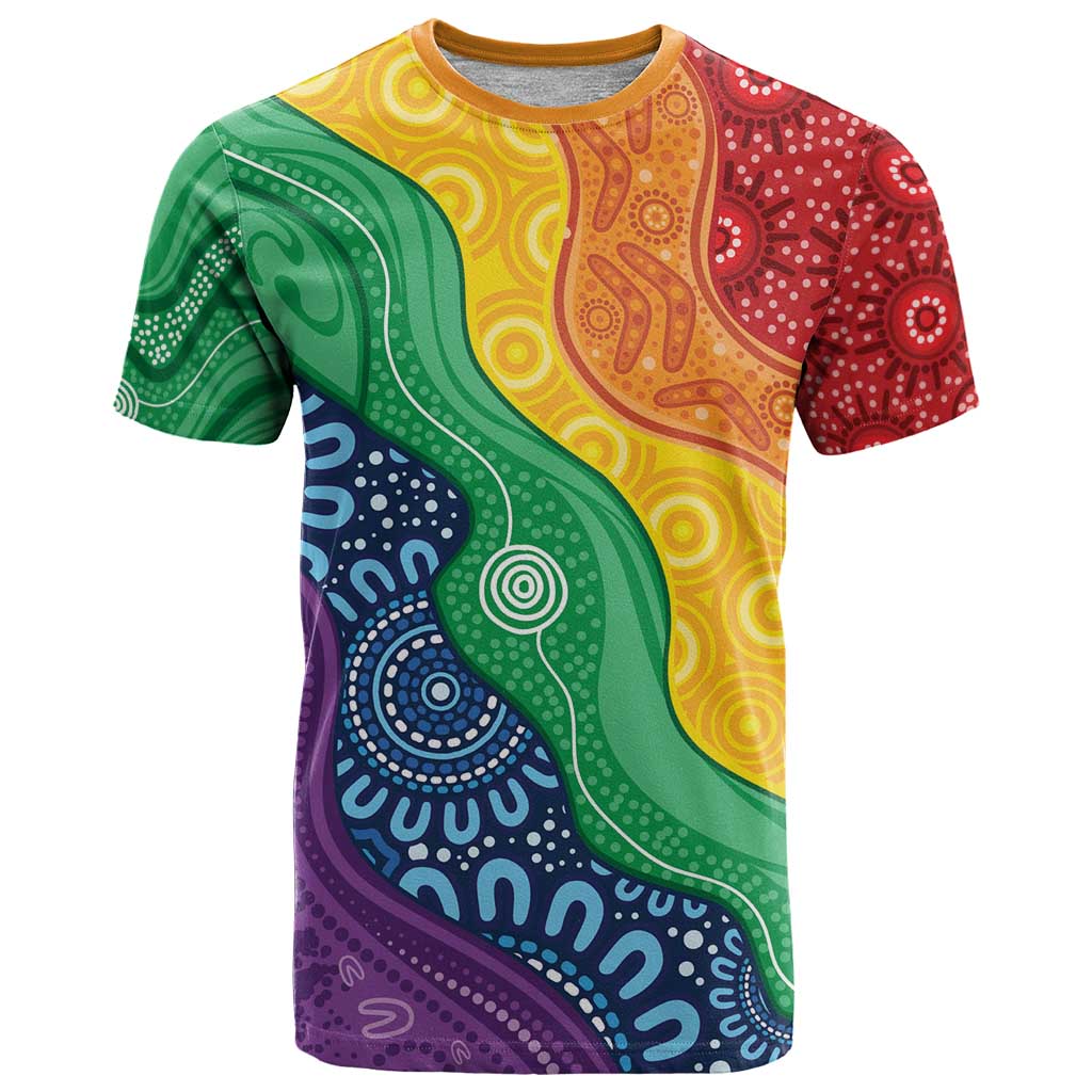 Australia First Nation LGBTQ+ T Shirt Aboriginal Rainbow Flag - Vibe Hoodie Shop