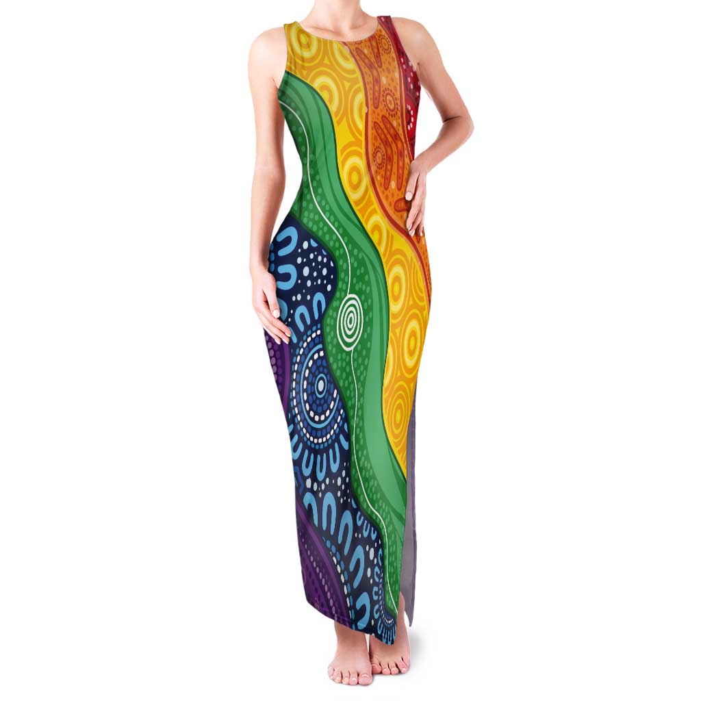 Australia First Nation LGBTQ+ Tank Maxi Dress Aboriginal Rainbow Flag