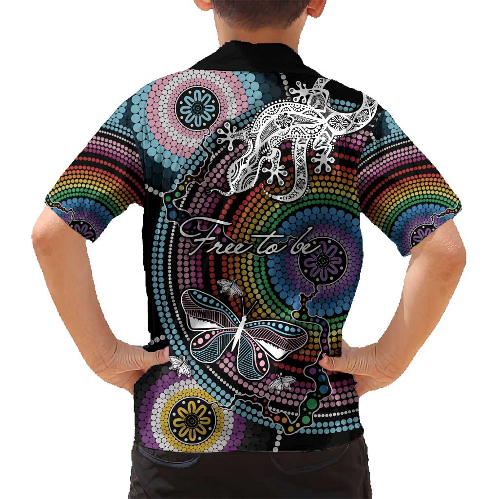 Sydney Pride Aboriginal Family Matching Long Sleeve Bodycon Dress and Hawaiian Shirt Free To Be