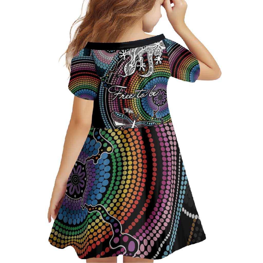 Sydney Pride Aboriginal Family Matching Long Sleeve Bodycon Dress and Hawaiian Shirt Free To Be