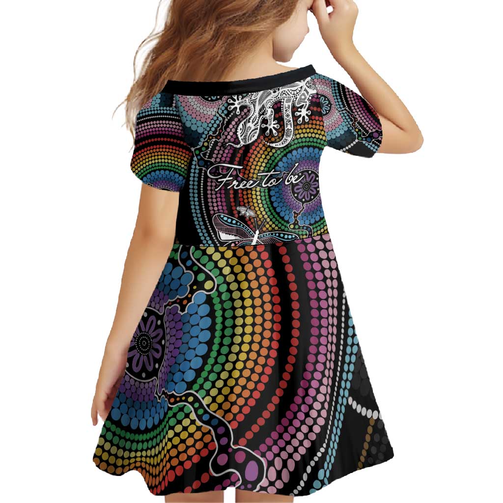 Sydney Pride Aboriginal Family Matching Off Shoulder Maxi Dress and Hawaiian Shirt Free To Be