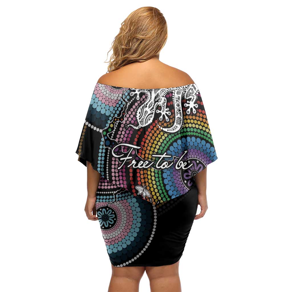 Sydney Pride Aboriginal Family Matching Off Shoulder Short Dress and Hawaiian Shirt Free To Be