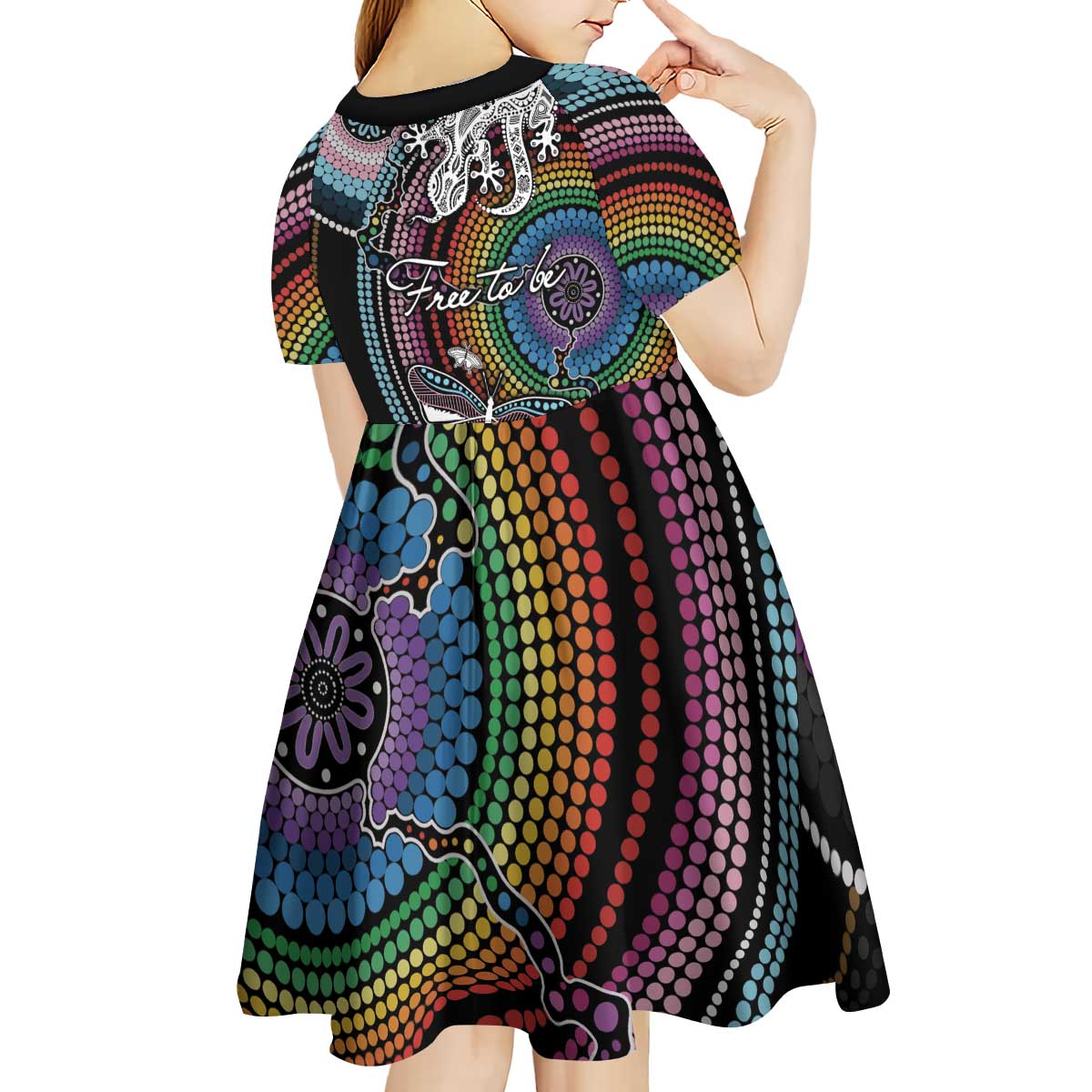 Sydney Pride Aboriginal Kid Short Sleeve Dress Free To Be - Vibe Hoodie Shop