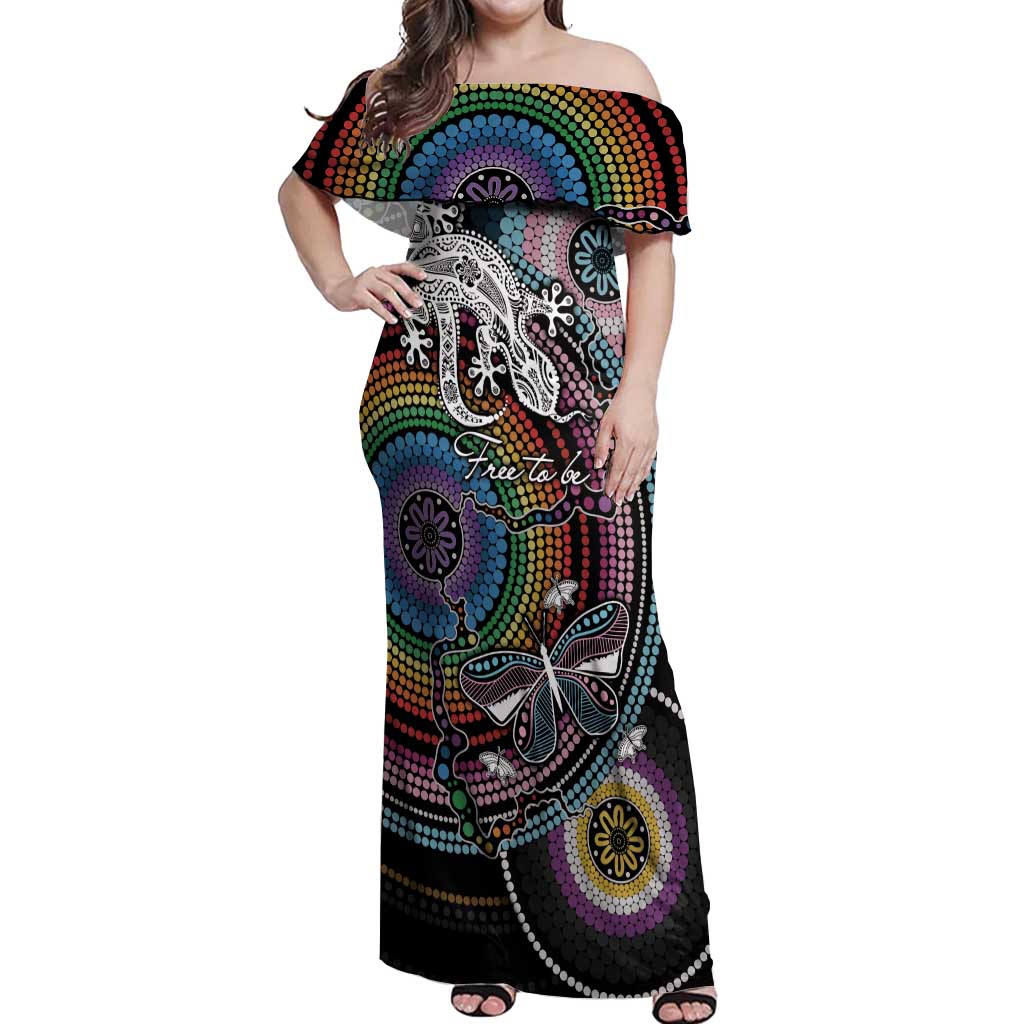 Sydney Pride Aboriginal Off Shoulder Maxi Dress Free To Be