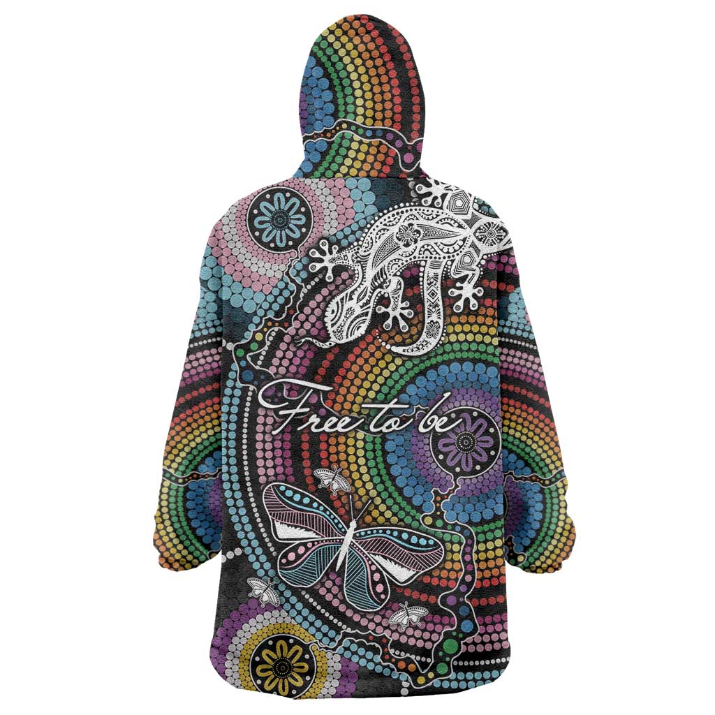 Sydney Pride Aboriginal Wearable Blanket Hoodie Free To Be - Vibe Hoodie Shop