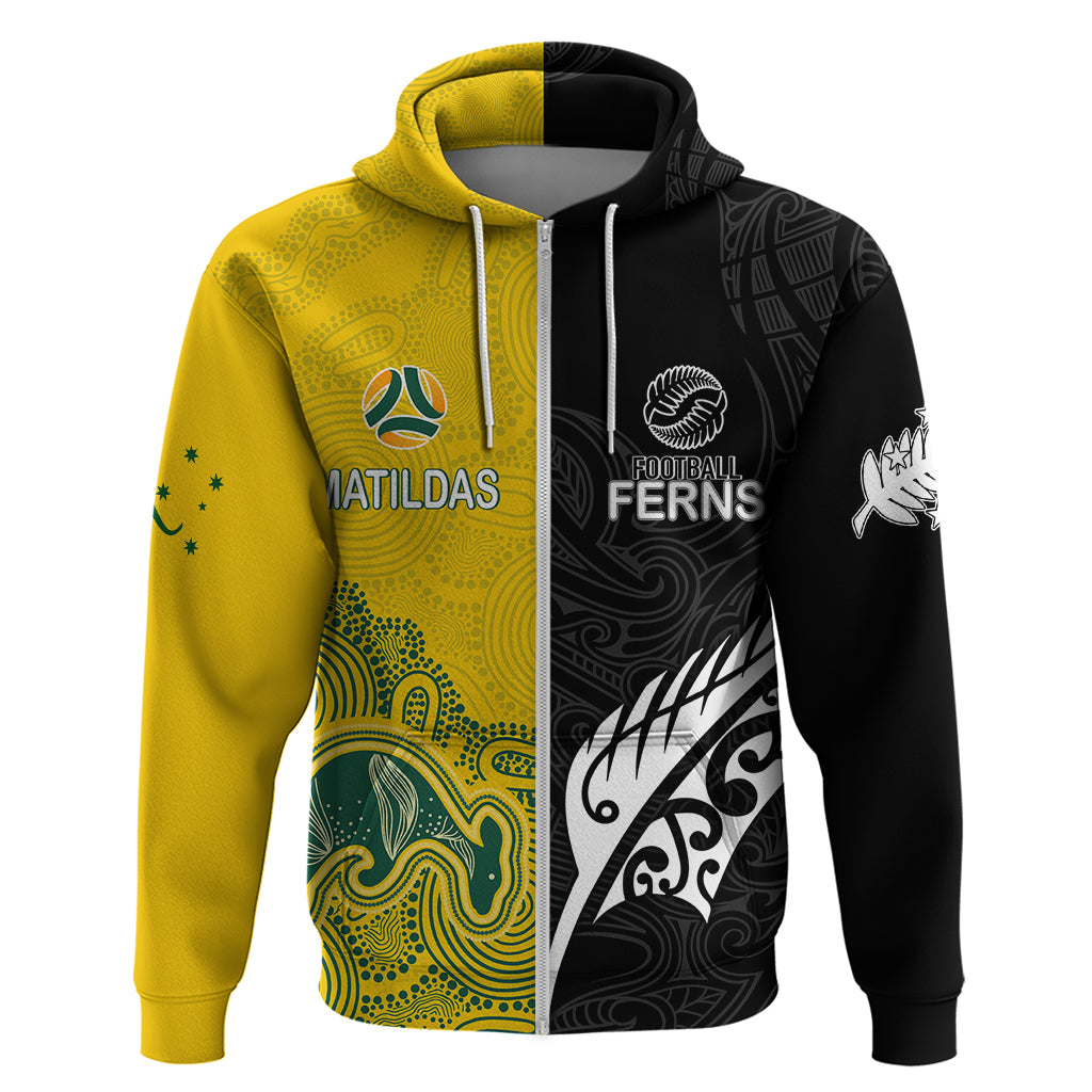 Personalised Matildas Mix Football Ferns Hoodie 2023 World Cup Aboriginal Tribal Style LT7 - Vibe Hoodie Shop