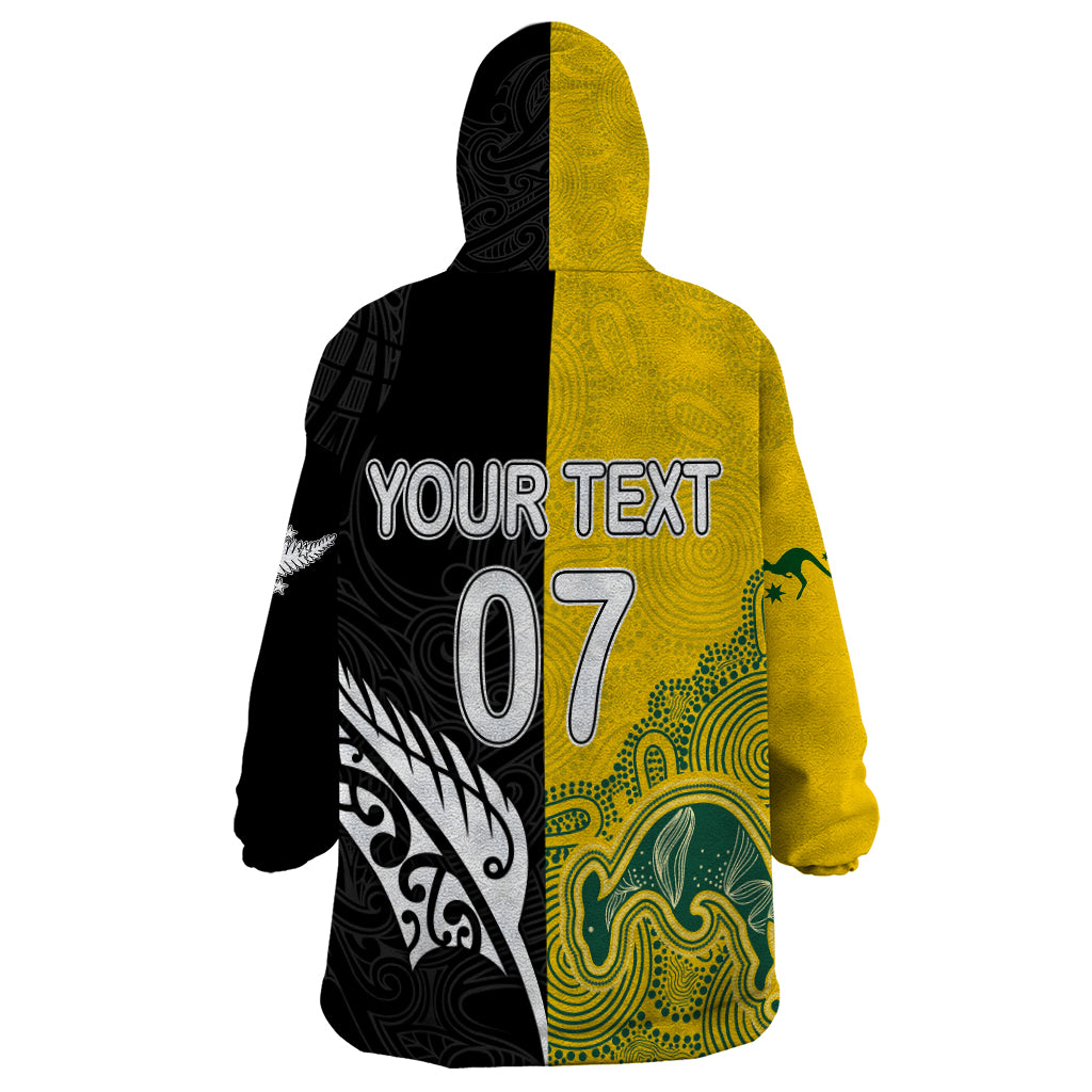 Personalised Matildas Mix Football Ferns Wearable Blanket Hoodie 2023 World Cup Aboriginal Tribal Style - Vibe Hoodie Shop