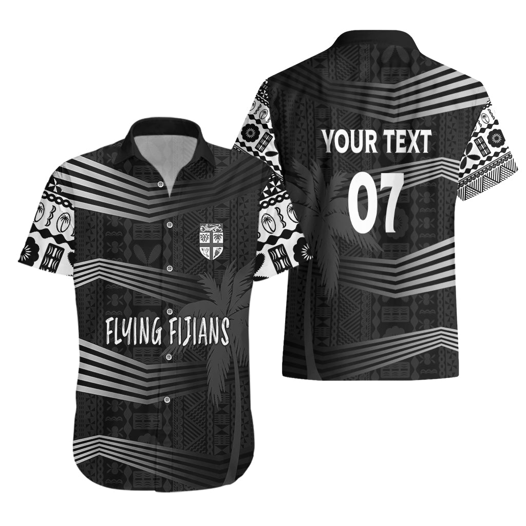 Personalised Fiji Rugby Hawaiian Shirt Kaiviti WC 2023 Jersey Replica - Black - Vibe Hoodie Shop