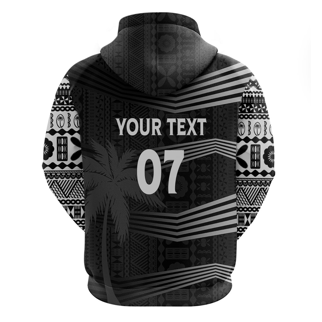 Personalised Fiji Rugby Hoodie Kaiviti WC 2023 Jersey Replica - Black LT7 - Vibe Hoodie Shop