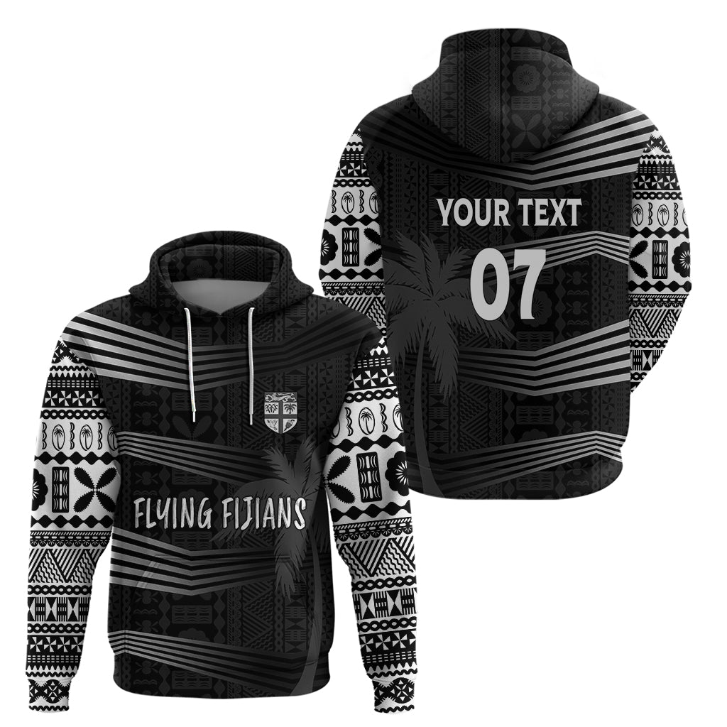 Personalised Fiji Rugby Hoodie Kaiviti WC 2023 Jersey Replica - Black LT7 - Vibe Hoodie Shop