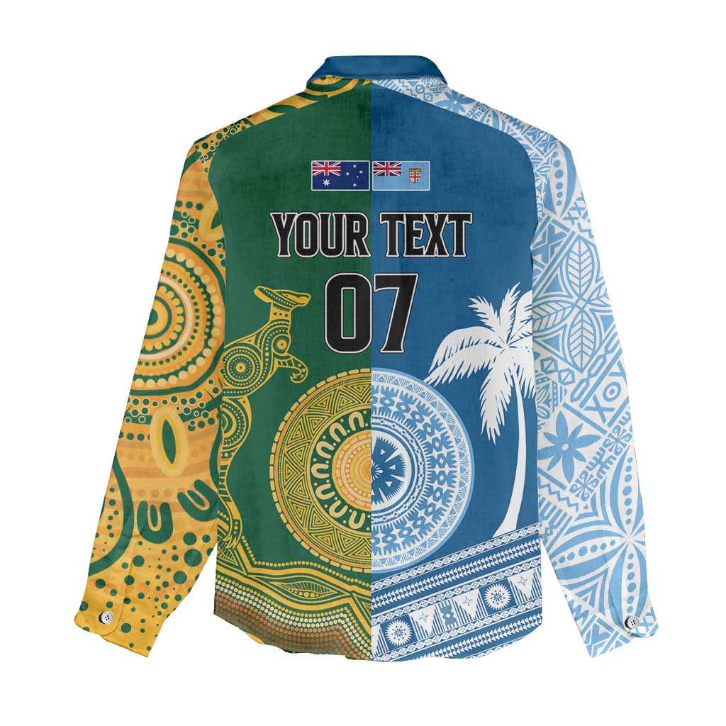 Personalised Fiji With Australia Rugby Women Casual Shirt Aboriginal Mix Kesa Tapa Patterns - Vibe Hoodie Shop