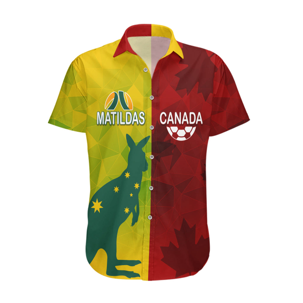 Personalised Australia Vs. Canada Soccer Hawaiian Shirt Matildas With Maple Leaves - Vibe Hoodie Shop