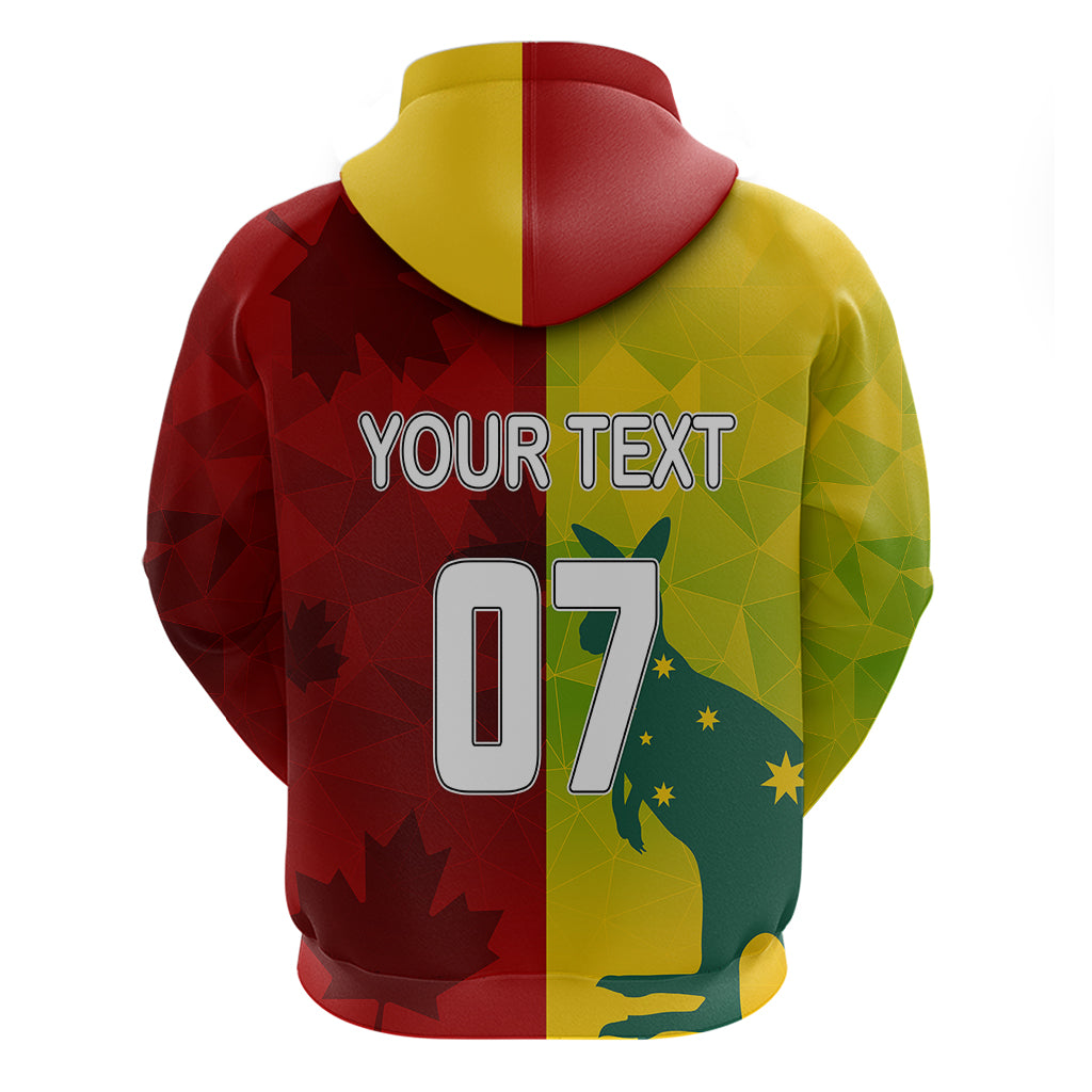 Personalised Australia Vs. Canada Soccer Hoodie Matildas With Maple Leaves LT7 - Vibe Hoodie Shop