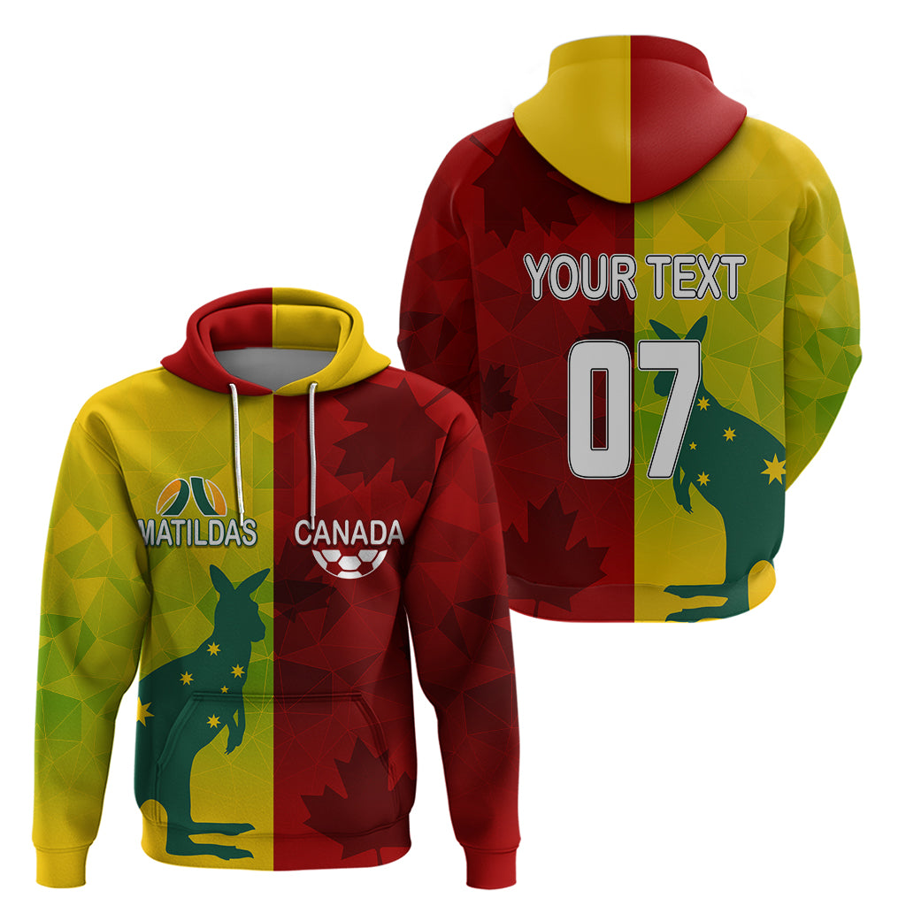 Personalised Australia Vs. Canada Soccer Hoodie Matildas With Maple Leaves LT7 - Vibe Hoodie Shop