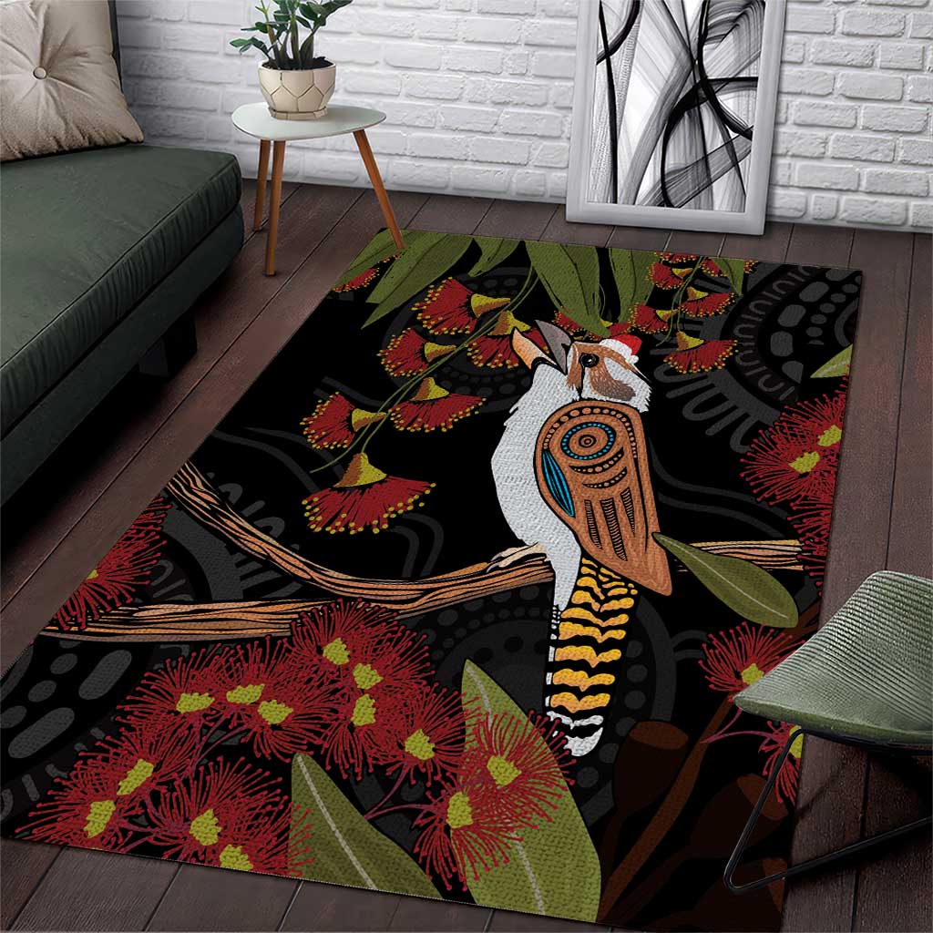 Australia Indigenous Christmas Area Rug Kookaburra Aboriginal - Vibe Hoodie Shop