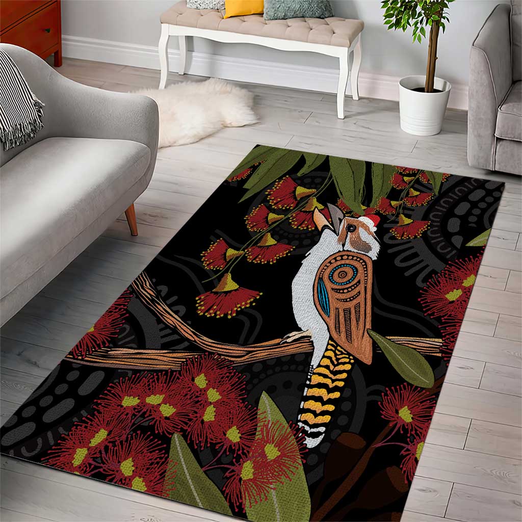 Australia Indigenous Christmas Area Rug Kookaburra Aboriginal - Vibe Hoodie Shop