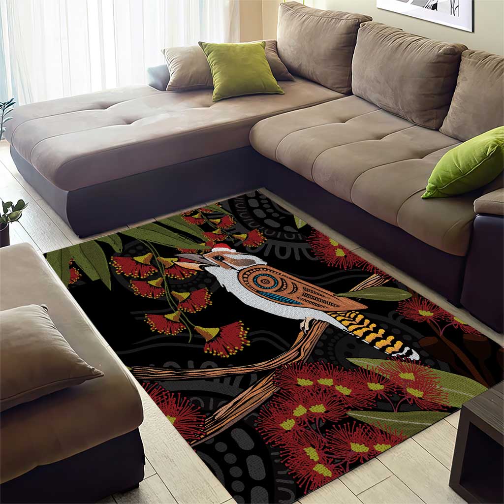 Australia Indigenous Christmas Area Rug Kookaburra Aboriginal - Vibe Hoodie Shop