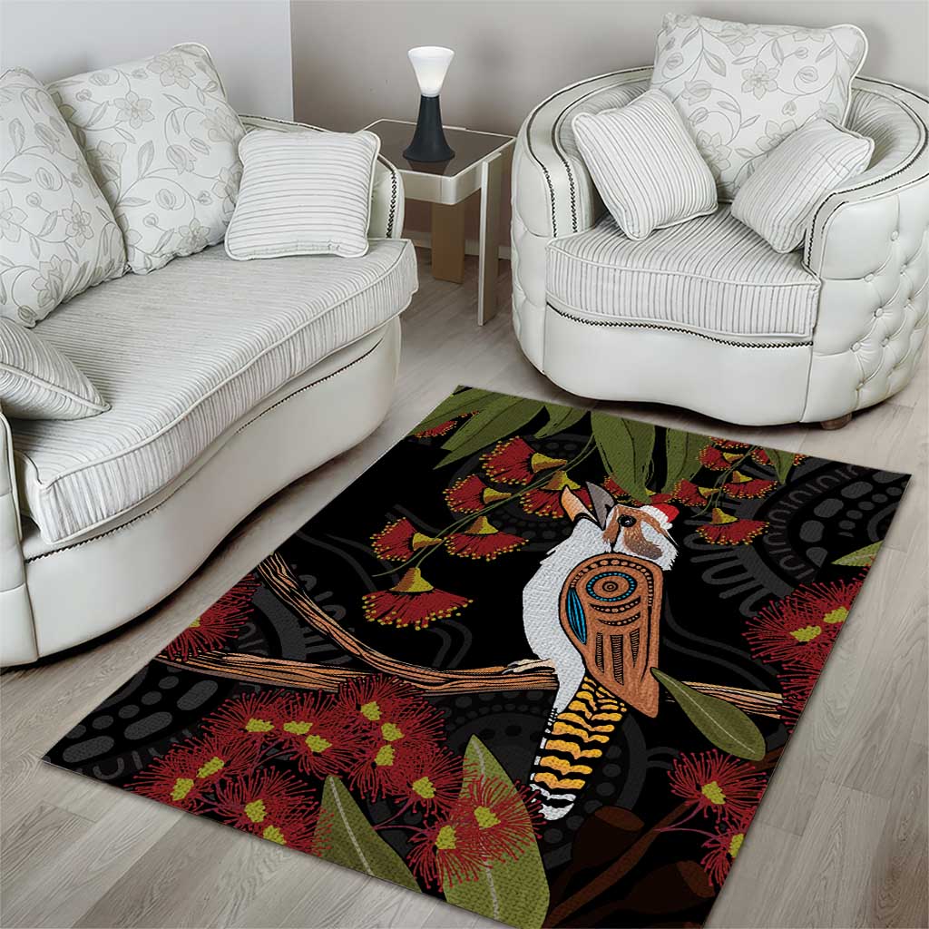 Australia Indigenous Christmas Area Rug Kookaburra Aboriginal - Vibe Hoodie Shop