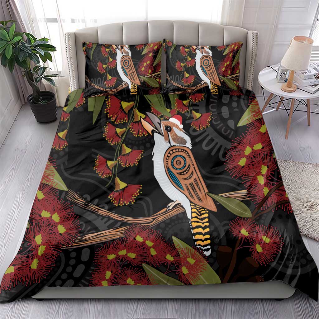 Australia Indigenous Christmas Bedding Set Kookaburra Aboriginal - Vibe Hoodie Shop