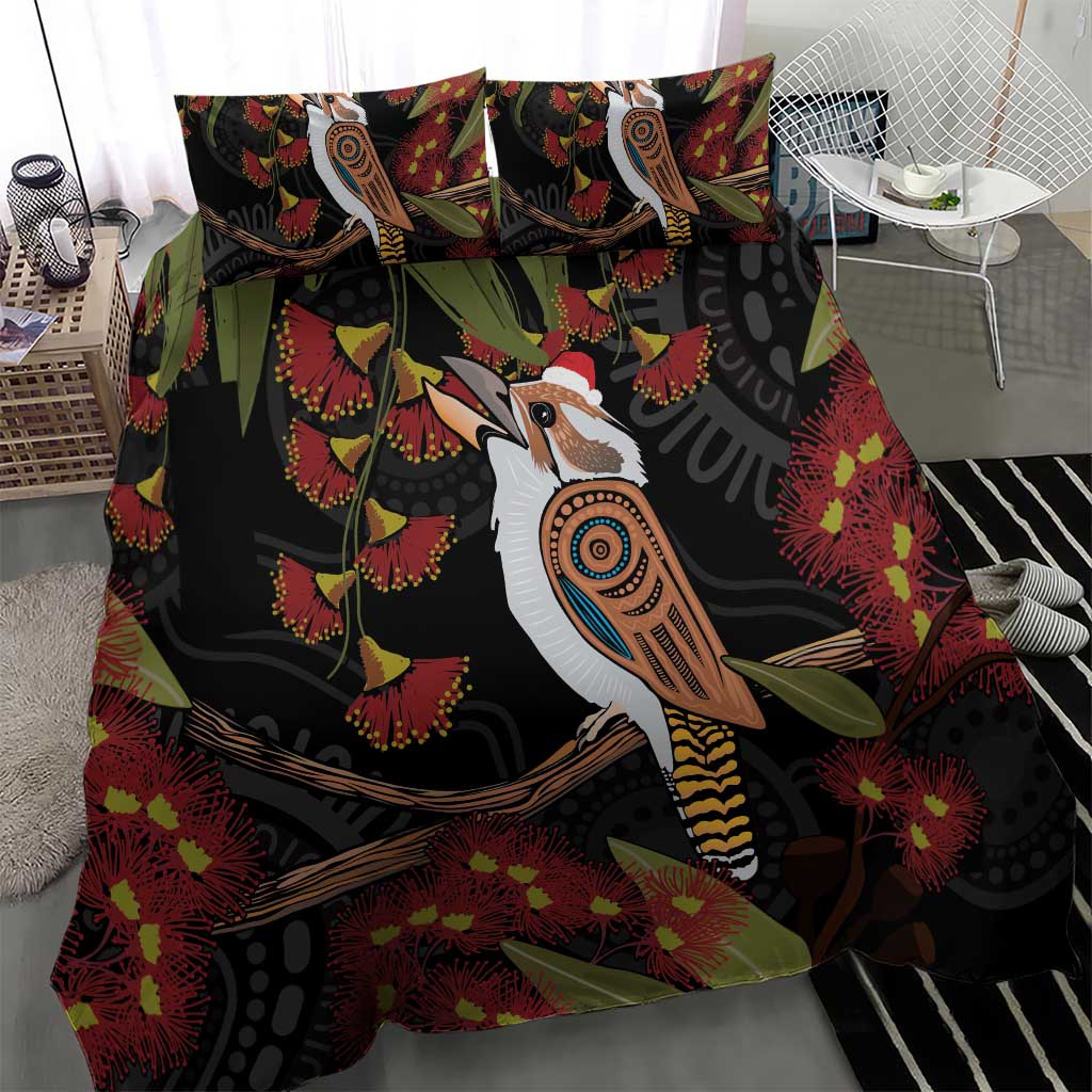 Australia Indigenous Christmas Bedding Set Kookaburra Aboriginal - Vibe Hoodie Shop