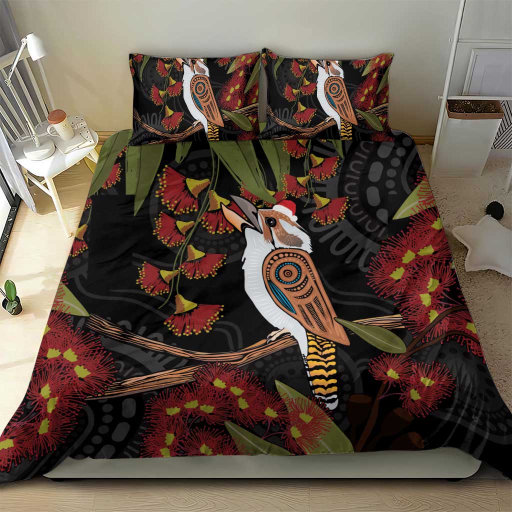Australia Indigenous Christmas Bedding Set Kookaburra Aboriginal - Vibe Hoodie Shop
