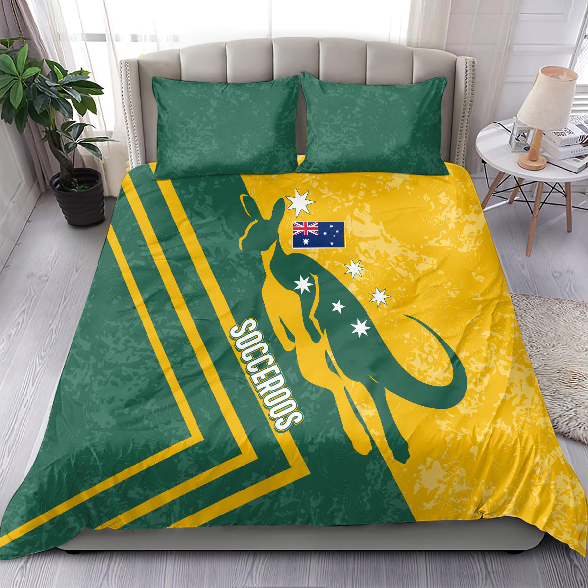 Australia Soccer Bedding Set Green & Gold Go Socceroos - Vibe Hoodie Shop