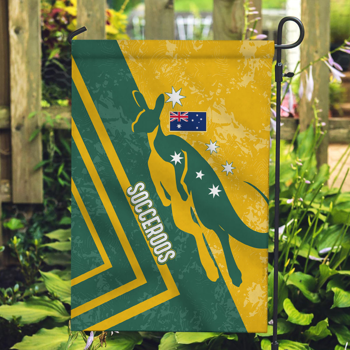 Australia Soccer Garden Flag Green & Gold Go Socceroos - Vibe Hoodie Shop