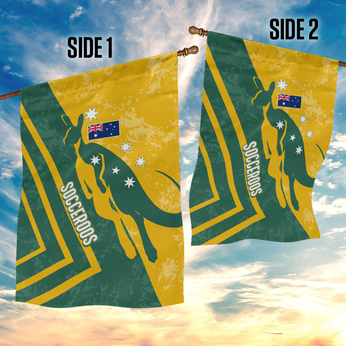 Australia Soccer Garden Flag Green & Gold Go Socceroos - Vibe Hoodie Shop