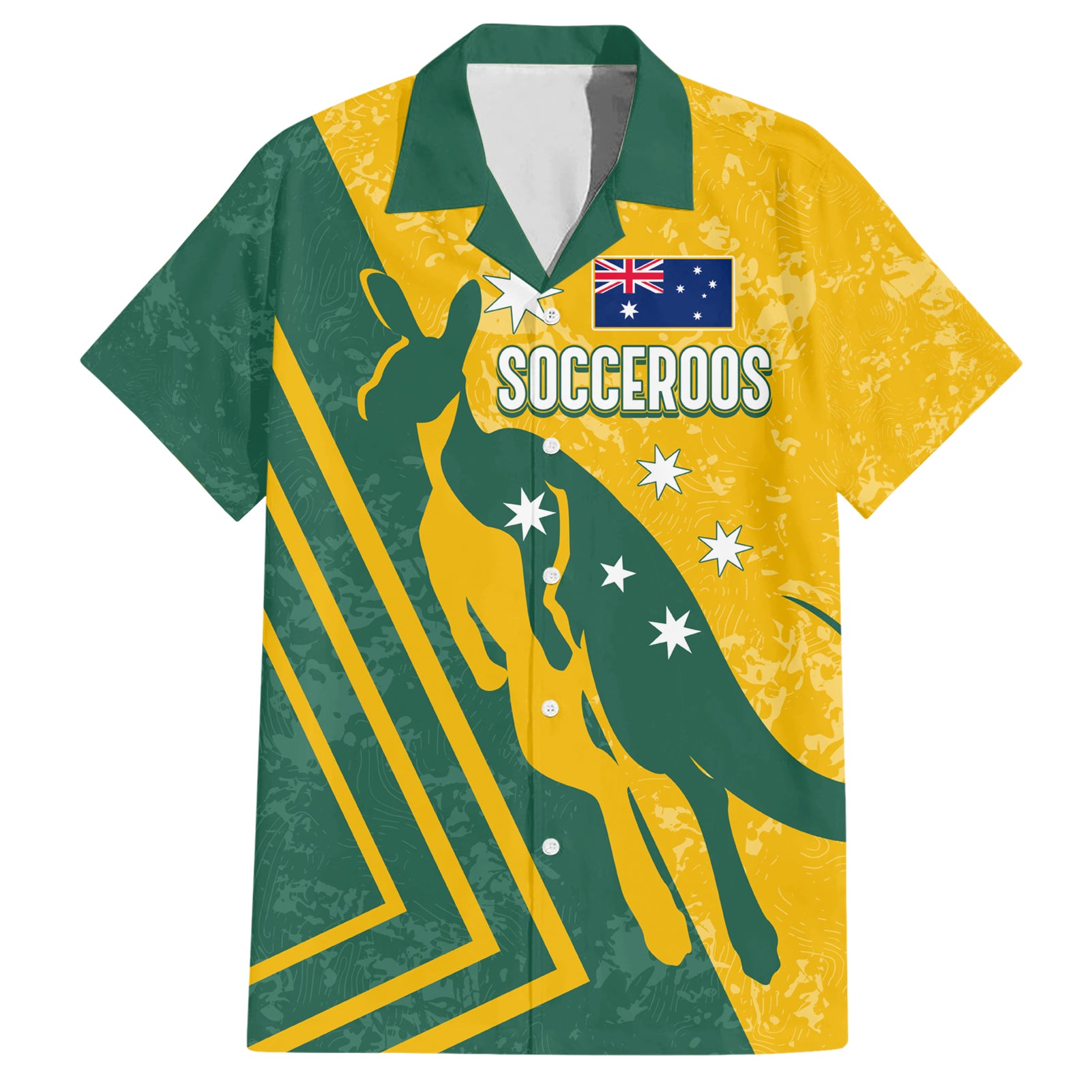 Personalised Australia Soccer Hawaiian Shirt Green & Gold Go Socceroos - Vibe Hoodie Shop