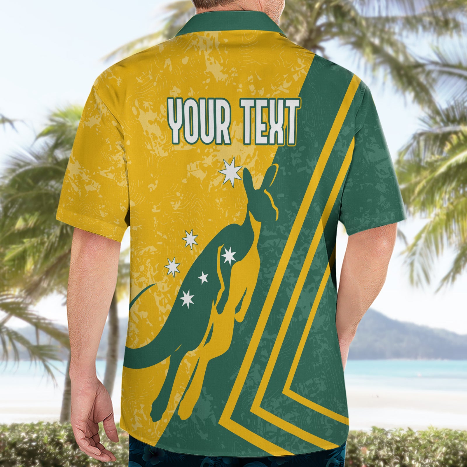 Personalised Australia Soccer Hawaiian Shirt Green & Gold Go Socceroos - Vibe Hoodie Shop