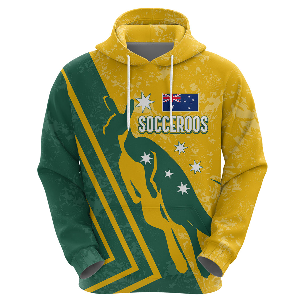 Personalised Australia Soccer Hoodie Green & Gold Go Socceroos LT7 - Vibe Hoodie Shop