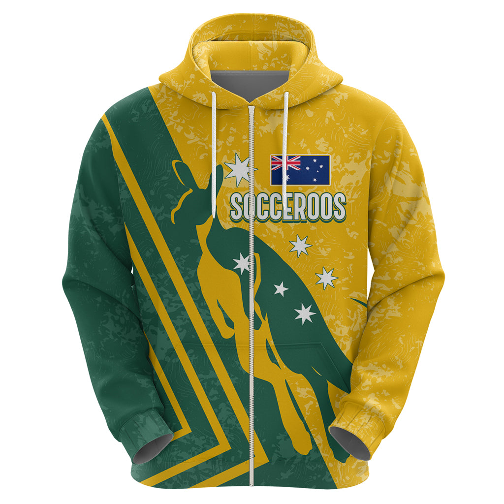 Personalised Australia Soccer Hoodie Green & Gold Go Socceroos LT7 - Vibe Hoodie Shop