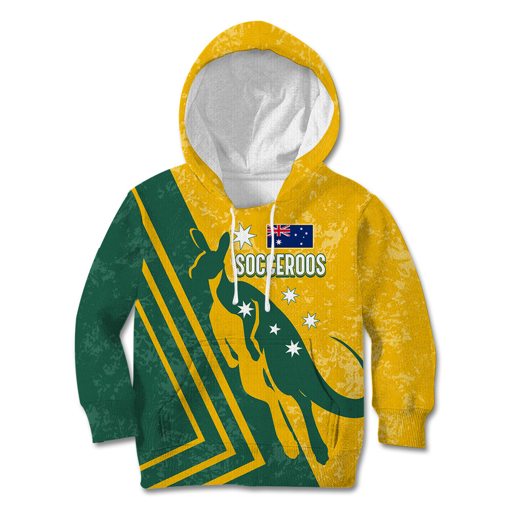 Personalised Australia Soccer Kid Hoodie Green & Gold Go Socceroos - Vibe Hoodie Shop