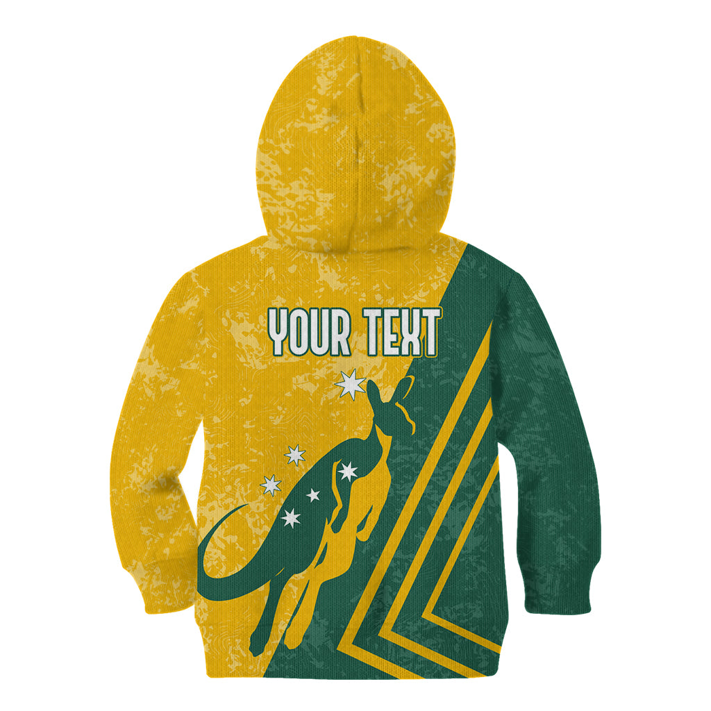 Personalised Australia Soccer Kid Hoodie Green & Gold Go Socceroos - Vibe Hoodie Shop