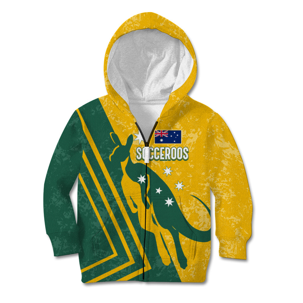 Personalised Australia Soccer Kid Hoodie Green & Gold Go Socceroos - Vibe Hoodie Shop