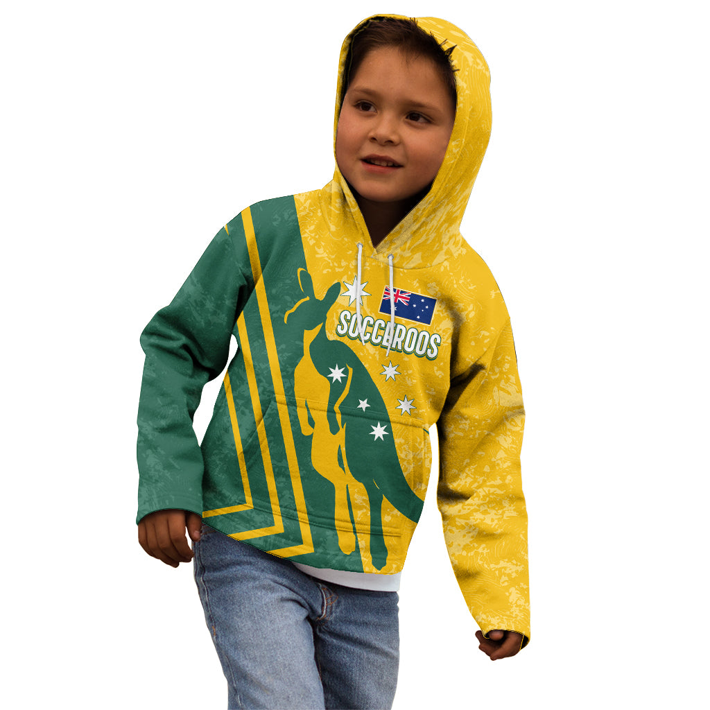 Personalised Australia Soccer Kid Hoodie Green & Gold Go Socceroos - Vibe Hoodie Shop