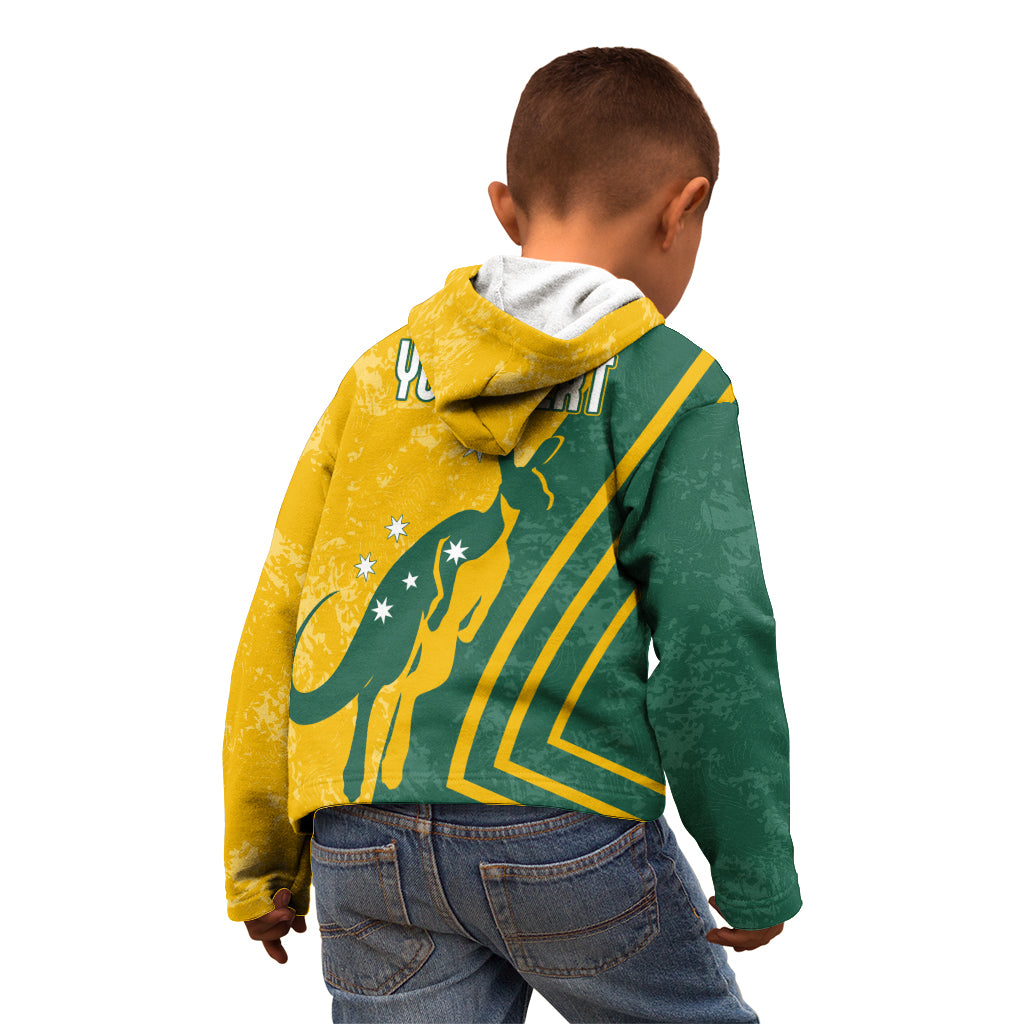 Personalised Australia Soccer Kid Hoodie Green & Gold Go Socceroos - Vibe Hoodie Shop