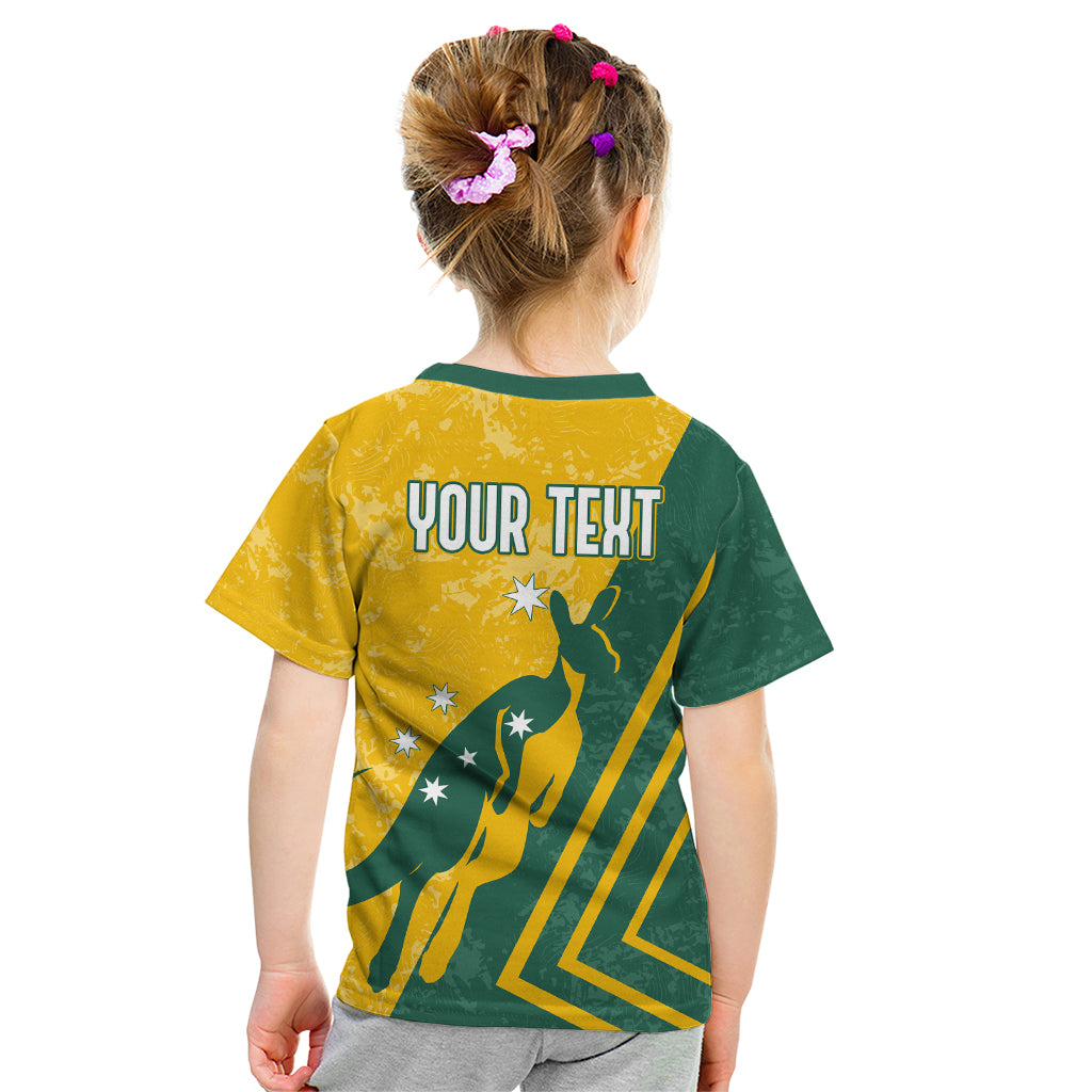 Personalised Australia Soccer Kid T Shirt Green & Gold Go Socceroos - Vibe Hoodie Shop